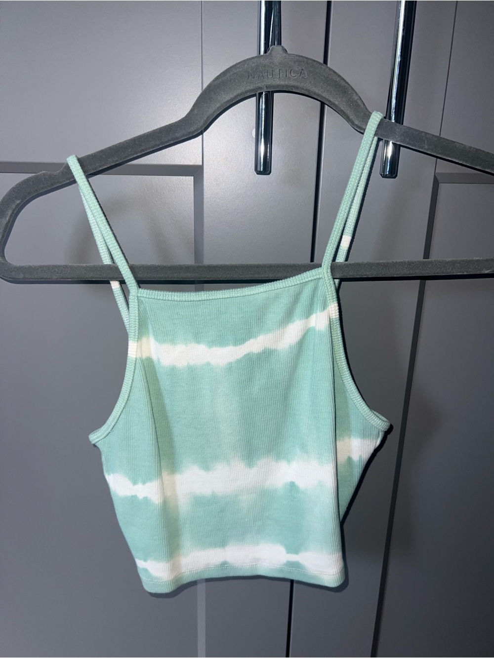 Zara Mint Green and White Tie-Dye Crop Tank Top